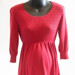Red 3/4 sleeve empire-waist maternity blouse